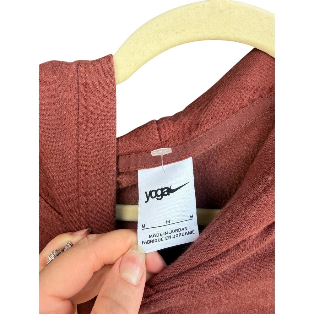 Nike Yoga Luxe Women's Cropped Fleece Hoodie M Brown - Picture 4 of 5